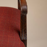 Walnut Armchair newly upholsted in Red Windowpane Fabric, Late 19th Century, England