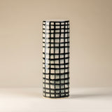 Tall Grid Pedestal in Black and White, Ceramic