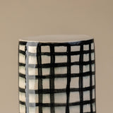 Tall Grid Pedestal in Black and White, Ceramic