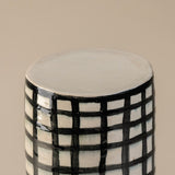 Tall Grid Pedestal in Black and White, Ceramic