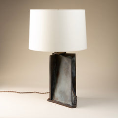 Handmade Ceramic Angular Lamp with Patinaed Finish