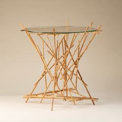 Bamboo and Glass Top Table