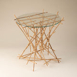 Bamboo and Glass Top Table