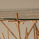 Bamboo and Glass Top Table