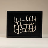 One-of-a-kind Rungs 1 Framed Sculpture made with Handmade Porcelain Clay Slabs in Black Wood Frame