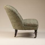 Napoleon III Fireside Chair Upholstered in a Nubby Green Fabric, Circa 1860, France