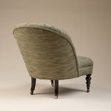 Napoleon III Fireside Chair Upholstered in a Nubby Green Fabric, Circa 1860, France