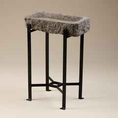 Concrete Trough Side Table with Black Metal Base