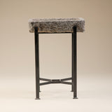 Concrete Trough Side Table with Black Metal Base