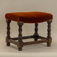 Petite Mahogany Stool with Twisted Legs