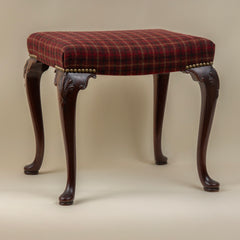 Newly Upholstered Stool with Queen Anne Legs