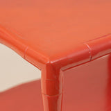 1970's Coral Bamboo Telephone Table With Shelf