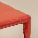 1970's Coral Bamboo Telephone Table With Shelf