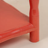 1970's Coral Bamboo Telephone Table With Shelf