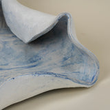 Large Marbleized Blue Wave Tray with Matte White Accents