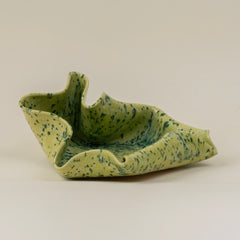 Handmade Ceramic Wave Tray in a Lime Shower Speckled Finish