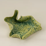 Handmade Ceramic Wave Tray in a Lime Shower Speckled Finish