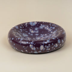 Large Concave Ceramic Bowl in Speckled Eggplant