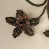 Pair of Wrought Iron Rose Sconces, Vintage