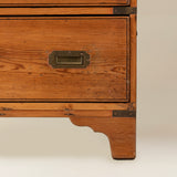 Three Drawer Campaign Chest with Brass Handles and Brass Trim