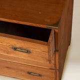 Three Drawer Campaign Chest with Brass Handles and Brass Trim