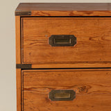 Three Drawer Campaign Chest with Brass Handles and Brass Trim