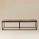 Vintage Wooden Coffee Table on Black Metal Base