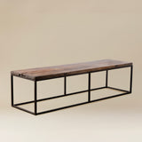 Vintage Wooden Coffee Table on Black Metal Base