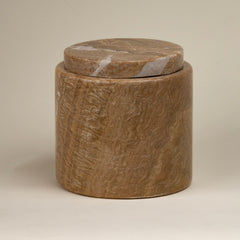 Polished Travertine Cylindrical Box