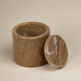Polished Travertine Cylindrical Box