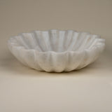 Large White Scalloped Marble Bowl