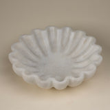 Large White Scalloped Marble Bowl