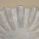 Large White Scalloped Marble Bowl