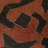 Vintage African Kuba Cloth Pillow, Rust with Black Applique Pattern