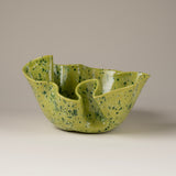 handmade Ceramic Blossom Bowl in Lime Shower