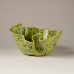 handmade Ceramic Blossom Bowl in Lime Shower