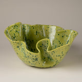 handmade Ceramic Blossom Bowl in Lime Shower