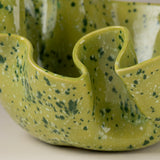 handmade Ceramic Blossom Bowl in Lime Shower