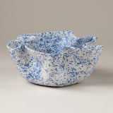 Handmade Ceramic Blossom Bowl in Blue Splatter