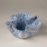 Handmade Ceramic Blossom Bowl in Blue Splatter