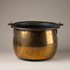 Large Copper Cauldron with Handle, late 19th Century