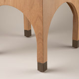 Renshaw Stool Frame in Black Leather with Natural Blonde Oak with Brass Fittings
