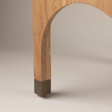 Renshaw Stool Frame in Black Leather with Natural Blonde Oak with Brass Fittings