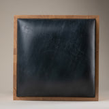 Renshaw Stool Frame in Black Leather with Natural Blonde Oak with Brass Fittings