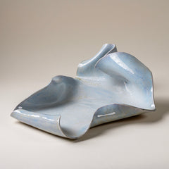 Handmade Ceramic Wave Tray in Robins Egg Blue Micro Pearl