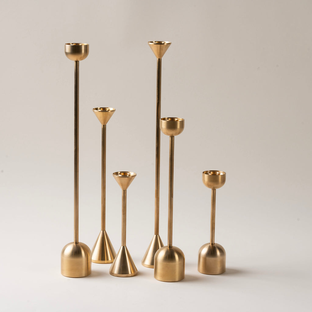 8" Small Solid BrassDome Candle Holder