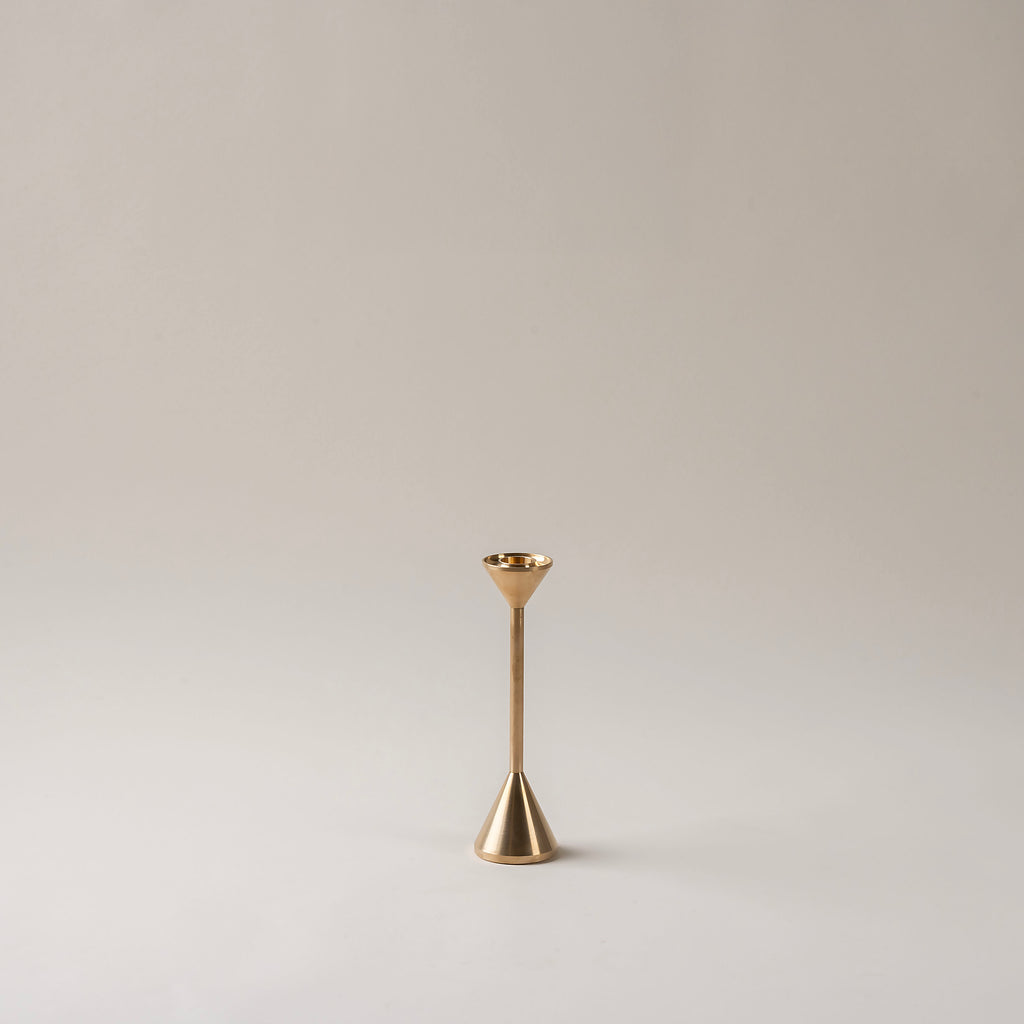 8" Small Solid Brass Cone Candle Holder