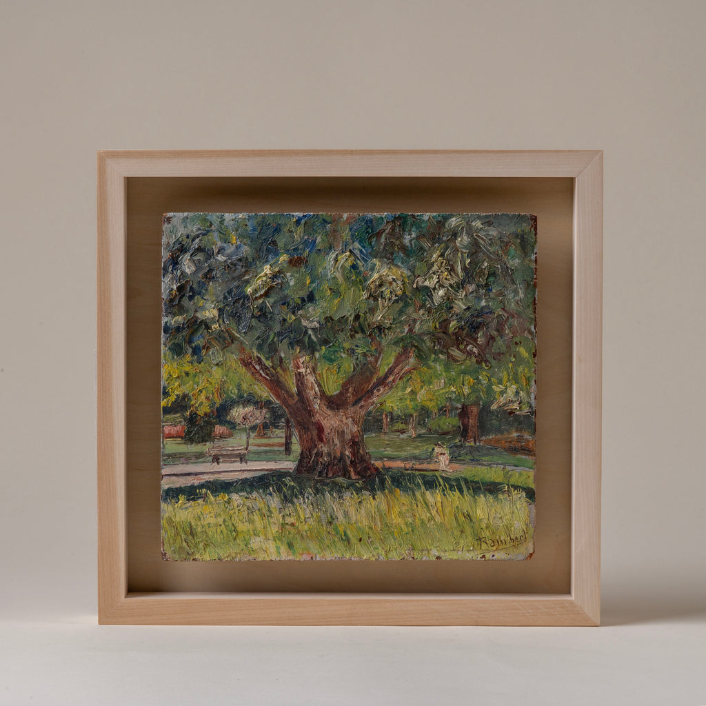 Vintage Impasto Oil Painting of Tree, Newly Framed