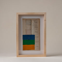 Newly Framed English Carpet Trim in Blue, Yellow, and Green