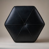 Vintage Wood Stool with Leather Seat